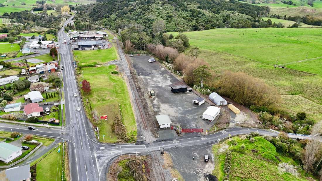 Aerial view showing the yard at the corner of Silver Hill Road and State Highway 1